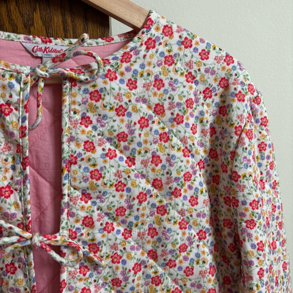 Cath Kidston Size 8 (XS) Pink Floral Bow Jacket